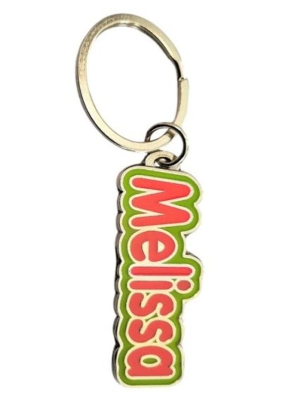 SWIBCO NW0T Pink & Green Galaxy Keychain Silver Metal Personalized Name MELISSA